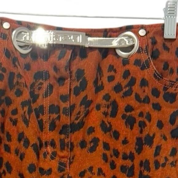 Miaou The Tommy Leopard Trouser Pants Stretch Denim Logo Belted Size 26 NWT - Picture 6 of 13